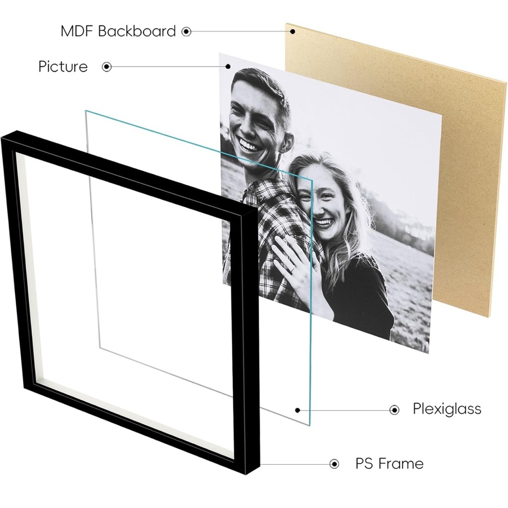 Set of 3 8x8 Black Wall Mount Frames - NWT - Picture 2 of 3